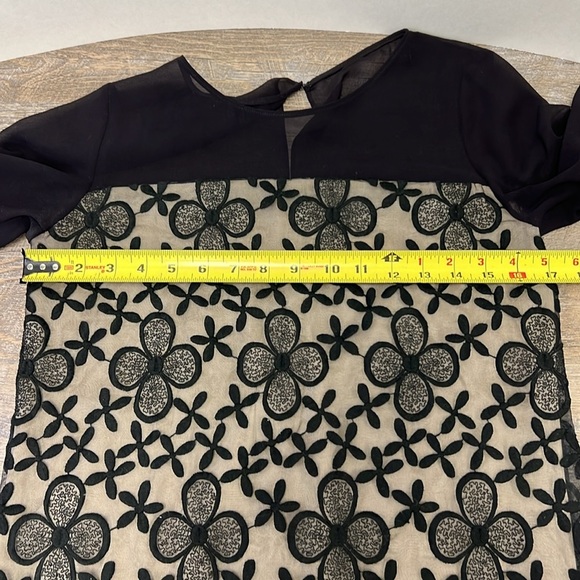 Erin Fetherston Sheer Overlay 3/4 Sleeve Shift Cocktail Dress Size 2 - Picture 9 of 11